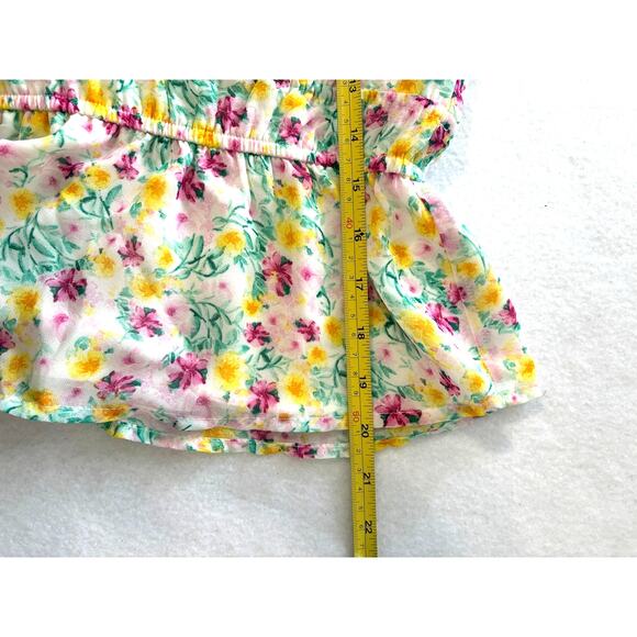 Boho Feminine Coquette Blouse Floral Ruffle Semi-Sheer Sleeve Med June & Hudson‎ - Picture 5 of 6